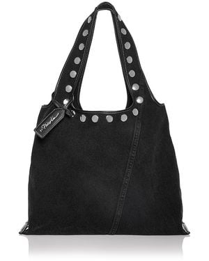 3.1 Phillip Lim Washed Denim Hobo Market Tote Bag - Black