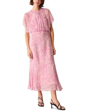 Whistles Dashed Brush Marks Midi Dress - Pink