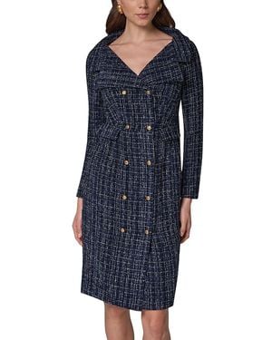 Donna Karan Tweed Double Breasted Jacket Dress - Blue