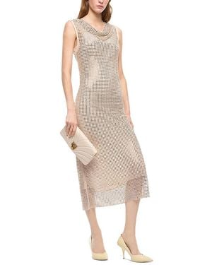 Pinko Carrera Embellished Midi Dress - Natural