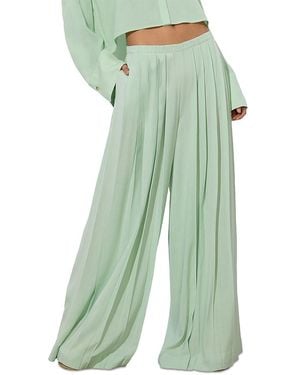 Alice + Olivia Jenna Pleated Wide Leg Pants - Green