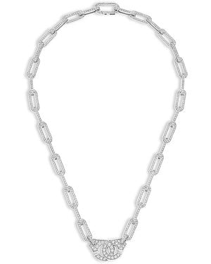 Dinh Van 18K Menottes Diamond Pave Large Link Handcuff Pendant Necklace, 17.72 - Metallic