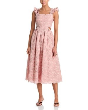 Aqua Embroidered Scallop Trim Dress in Natural | Lyst