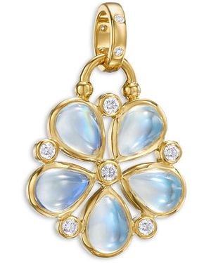 Temple St. Clair 18K Royal Moonstone & Diamond Flower Pendant - Blue