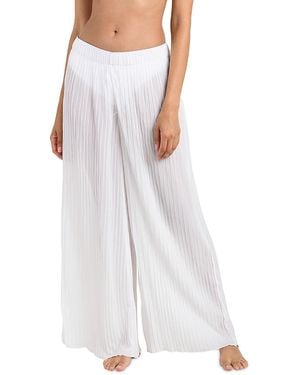 La Blanca Sunbeams Pleated Wide Leg Swim Cover-Up Pants - White