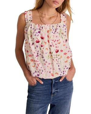 Mint Velvet Print Bubble Hem Top - Red
