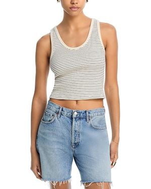 PERFECTWHITETEE Blondie Structured Rib Stripe Tank - Blue