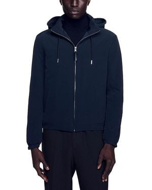 Sandro Zip Hooded Jacket - Blue