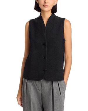 Eileen Fisher Textured High Collar Vest - Black