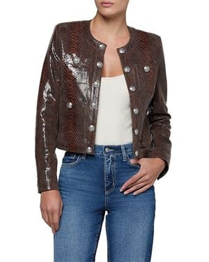 L'Agence Jayde Collarless Leather Jacket - Blue