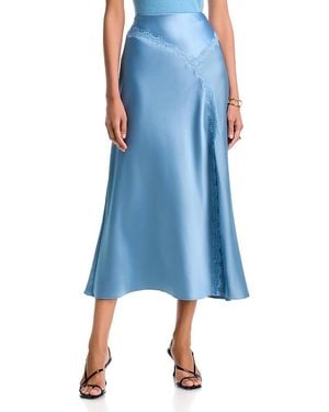 Tanya Taylor Bethany Lace Trim A Line Skirt - Blue