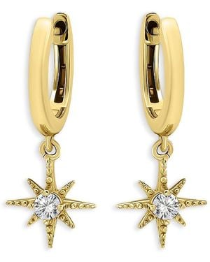 Aqua North Star Charm Hoop Earrings - Metallic