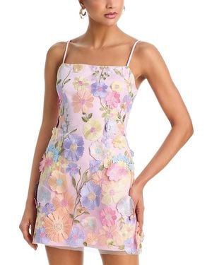 Aqua Embroidered Scallop Trim Dress in Natural | Lyst