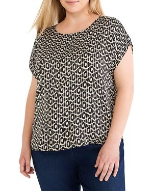 NIC+ZOE Lacy Diamonds Day Gloss Woven Tee - Black