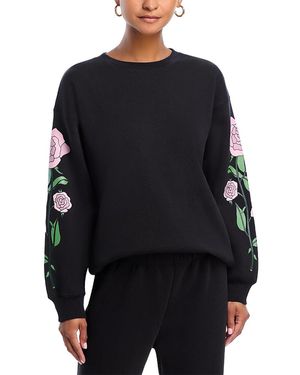 Aqua X Angelica Hicks Rose Graphic Sweatshirt - Black
