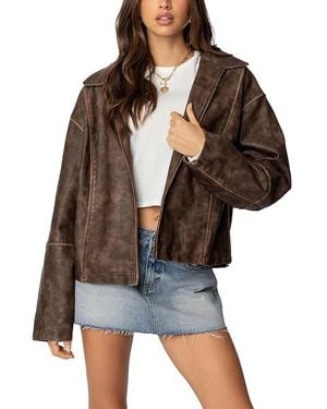 Edikted Oversized Washed Jacket - Brown