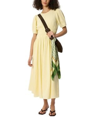 Whistles Gathered Textured Midi Dress - Yellow