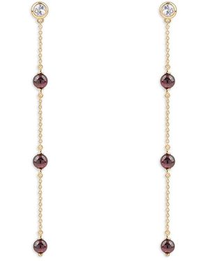 Moon & Meadow 14K Garnet & Diamond Linear Drop Earrings - White