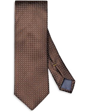 Eton Micro Geometric Silk Tie - Brown