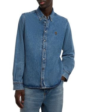 Ami Paris Denim Button Down Shirt - Blue