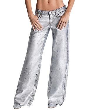 RE/DONE Drop Top Cotton Low Rise Wide Leg Jeans - Blue
