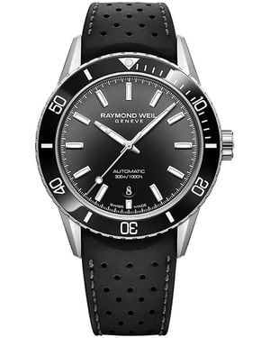Raymond Weil Freelancer Diver Rubber Strap Watch, 42.5Mm - Black