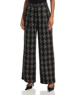 Aqua Metallic Tweed Wide Leg Pants - Black