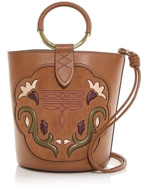 FARM Rio Western Small Leather Bucket Bag - Brown