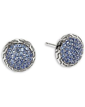 John Hardy Sterling Jh Essentials Sapphire Pave Framed Stud Earrings - Blue