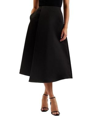 Ted Baker Erva Asymmetric Satin Faux Wrap Skirt - Black