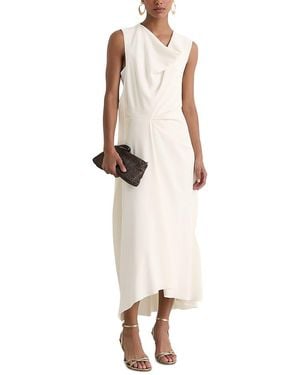 Reiss Dorota Draped Dipped Hem Dress - Natural