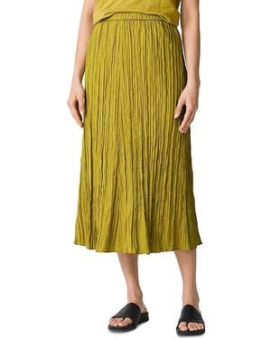 Eileen Fisher Crushed Silk Flared Skirt - Yellow