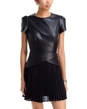 MILLY Haddy Faux Leather Mini Dress - Black