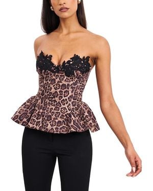 Miss Circle Qiara Peplum Top With Lace Trim - Multicolor