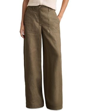 Reiss Ashby Linen Wide Leg Pants - Green
