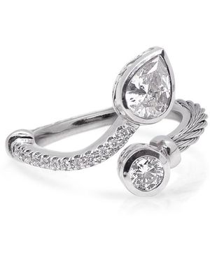 Alor Day Diamonds Teardrop & Round Bypass Ring, 0.98Ct Lab Grown Diamonds - Metallic