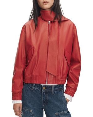 Rag & Bone Marissa Leather Scarf Jacket - Red