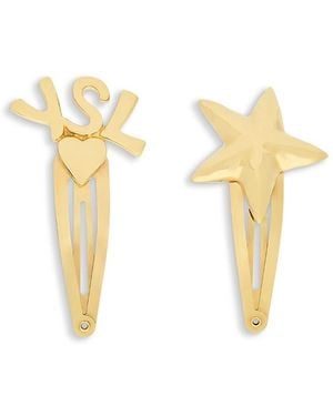 Saint Laurent Cassandre Hair Clips - White