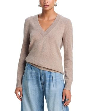 Aqua 100% Cashmere V Neck Sweater - Blue