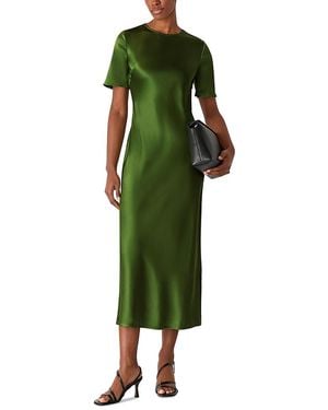 Whistles Avery Satin Twist Dress - Green