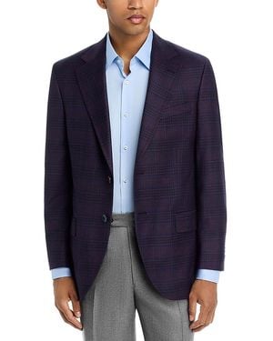 Peter Millar Classic Fit Hyperlight Brushed Plaid Soft Jacket - Blue