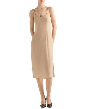 Prada Embroidered Triple Chiffon Dress - Natural
