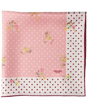 Prada Printed Silk Twill Scarf, 55 X 55 Cm - Pink