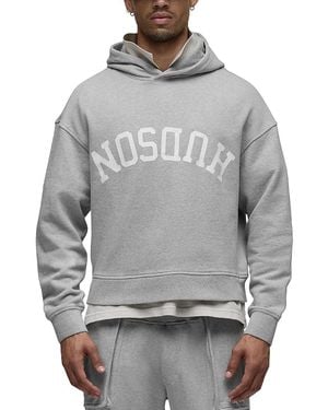Hudson Jeans Upside Down Logo Cotton Blend Hoodie - Gray