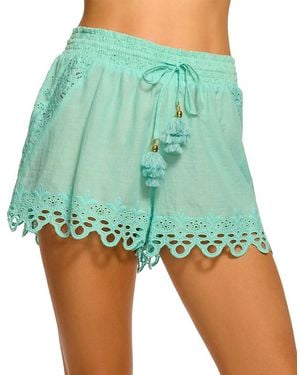 Ramy Brook Diane Lace Trim Shorts - Blue