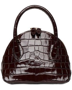 Liffner Mini Croc Embossed Dome Bag - Brown