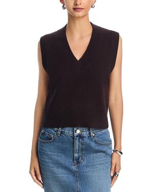 Aqua 100% Cashmere Super Brushed V Neck Sweater Vest - Blue
