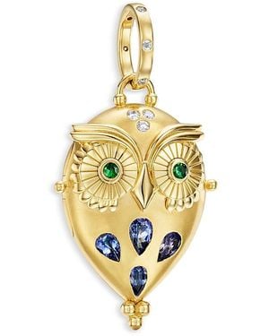 Temple St. Clair 18K Fj Tanzanite, Tsavorite, & Diamond Night Owl Locket Pendant - Metallic
