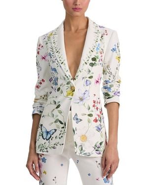 Alice + Olivia Breann Long Fitted Blazer - White
