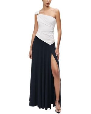 Nocturne One-Shoulder Contrast Maxi Dress - Blue
